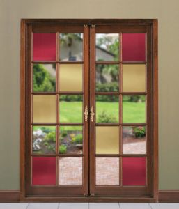 12 decorator colors to match any decor, Deco-Tints adhesive-free tint films look like stained glass.