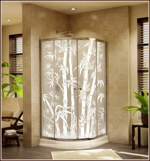 Add privacy to shower enclosures with Big Bamboo privacy window film.
