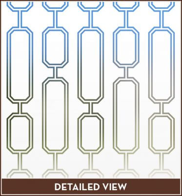 A detailed view of the Avalon etched glass design.