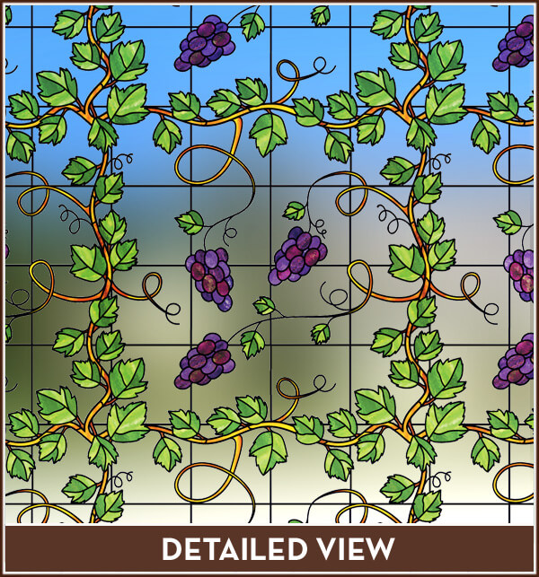 Grapevine Stained Glass See-Through Window Film - Image 5