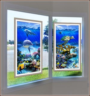 Dolphin Reef and Turtle Reef on side by side windows