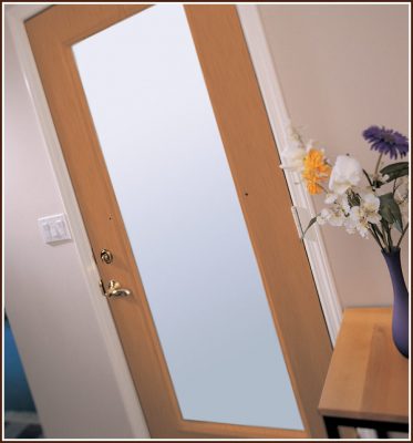 Frosted film privacy on french door.