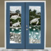 French doors decorated with Sea Turtle Cove etched glass window film.