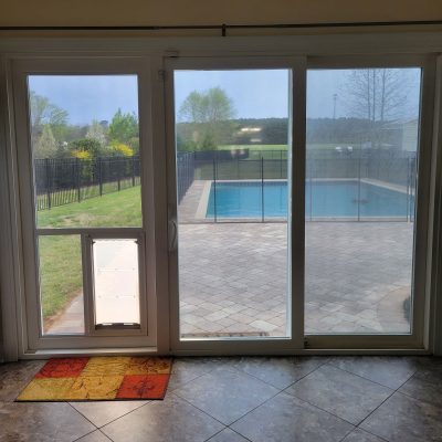 Before custom Heron Hideaway decorative film applied photo.